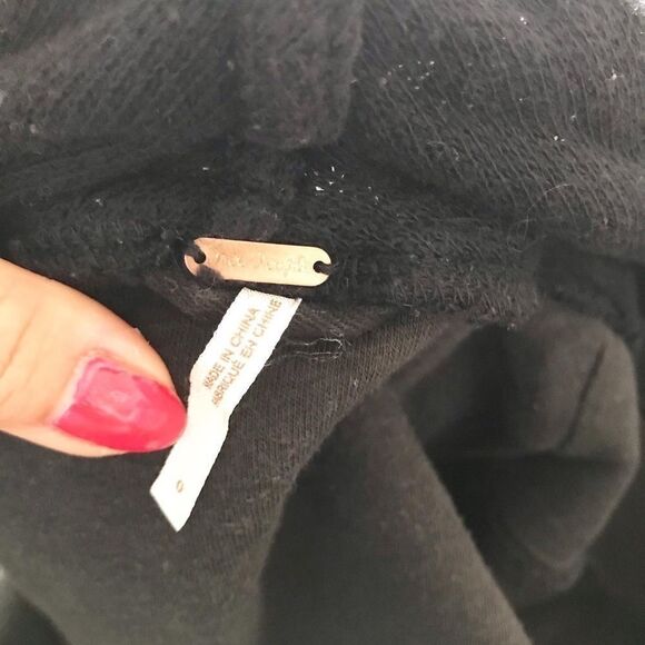 Free People black drape knit front denim jacket VGUC size 0 - Picture 8 of 16